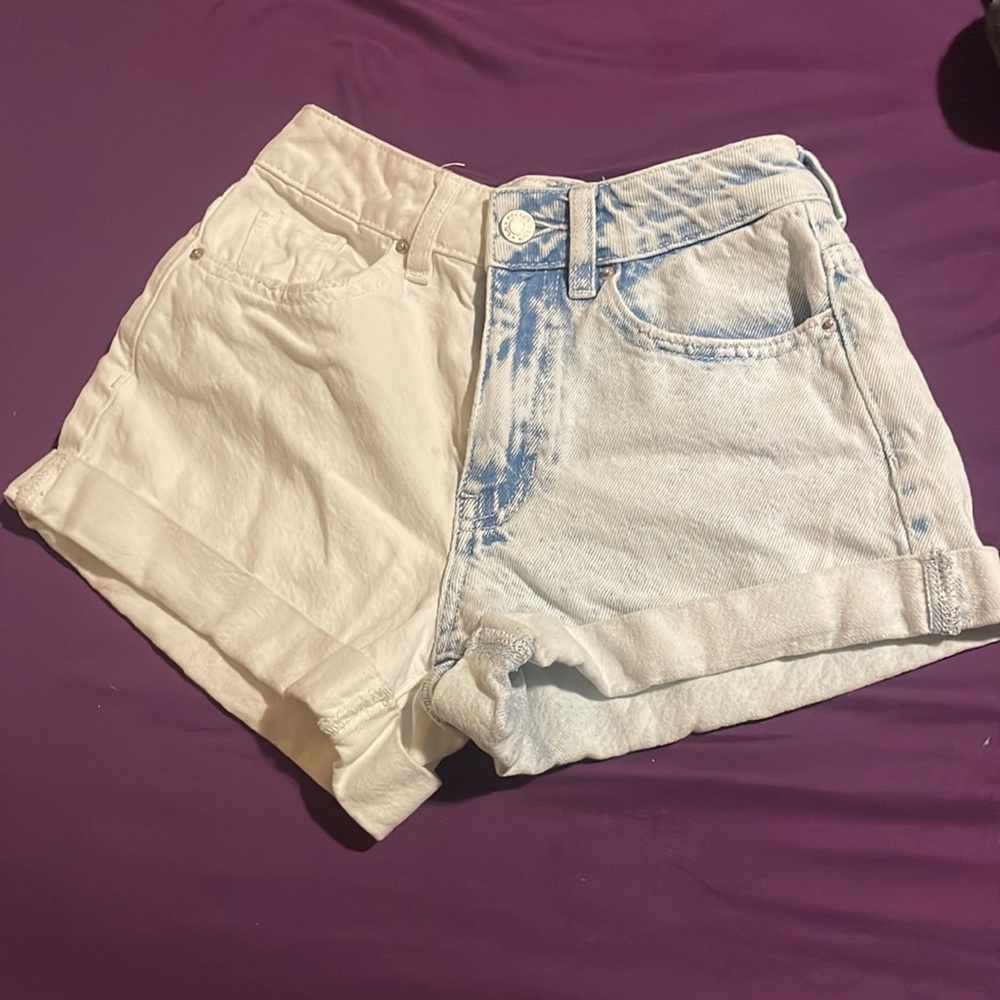 Split dye jean shorts